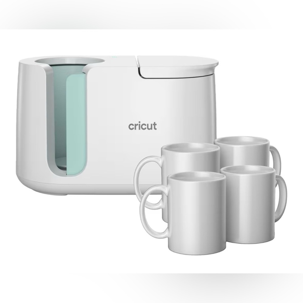 Cricut Mug Press + 4 Blank White Ceramic Mugs (12 oz) – Brand New
